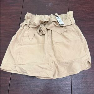 Express Beige Paperbag Mini Skirt